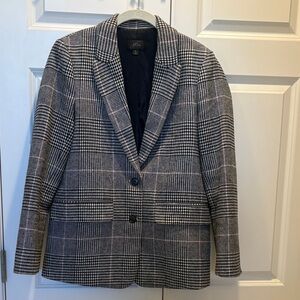 J. Crew Women’s Black and White Checkered Blazer with pink accents